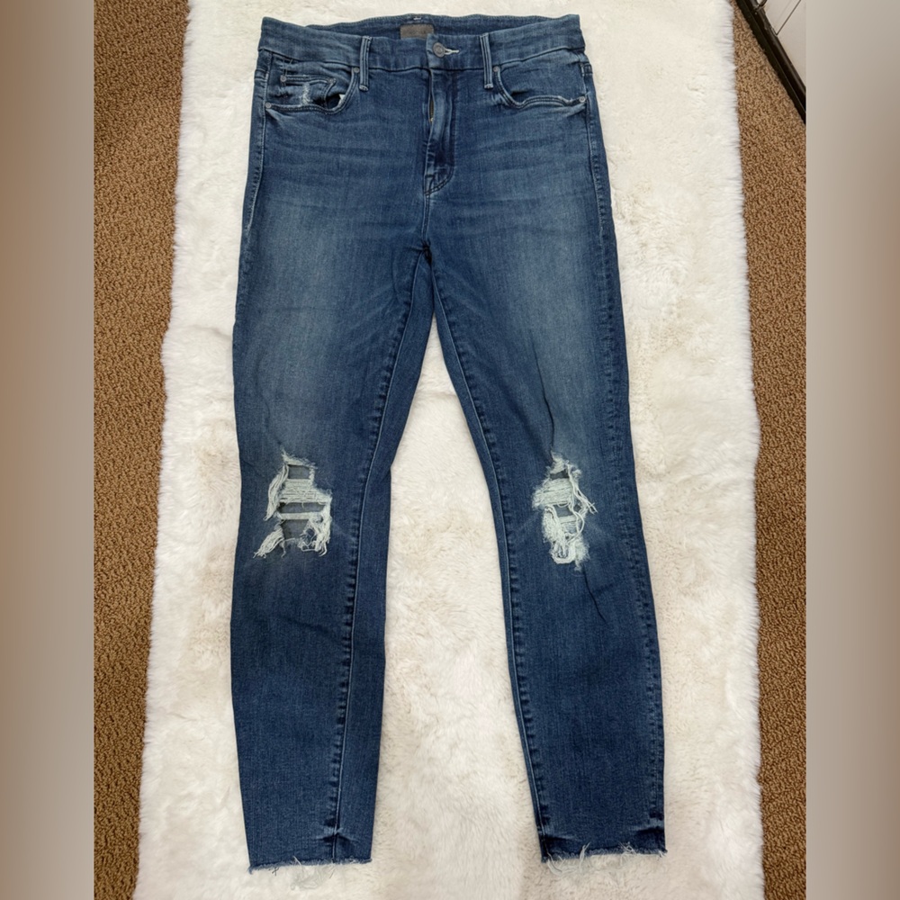 MOTHER High Waisted Looker Ankle Fray 29 distressed
